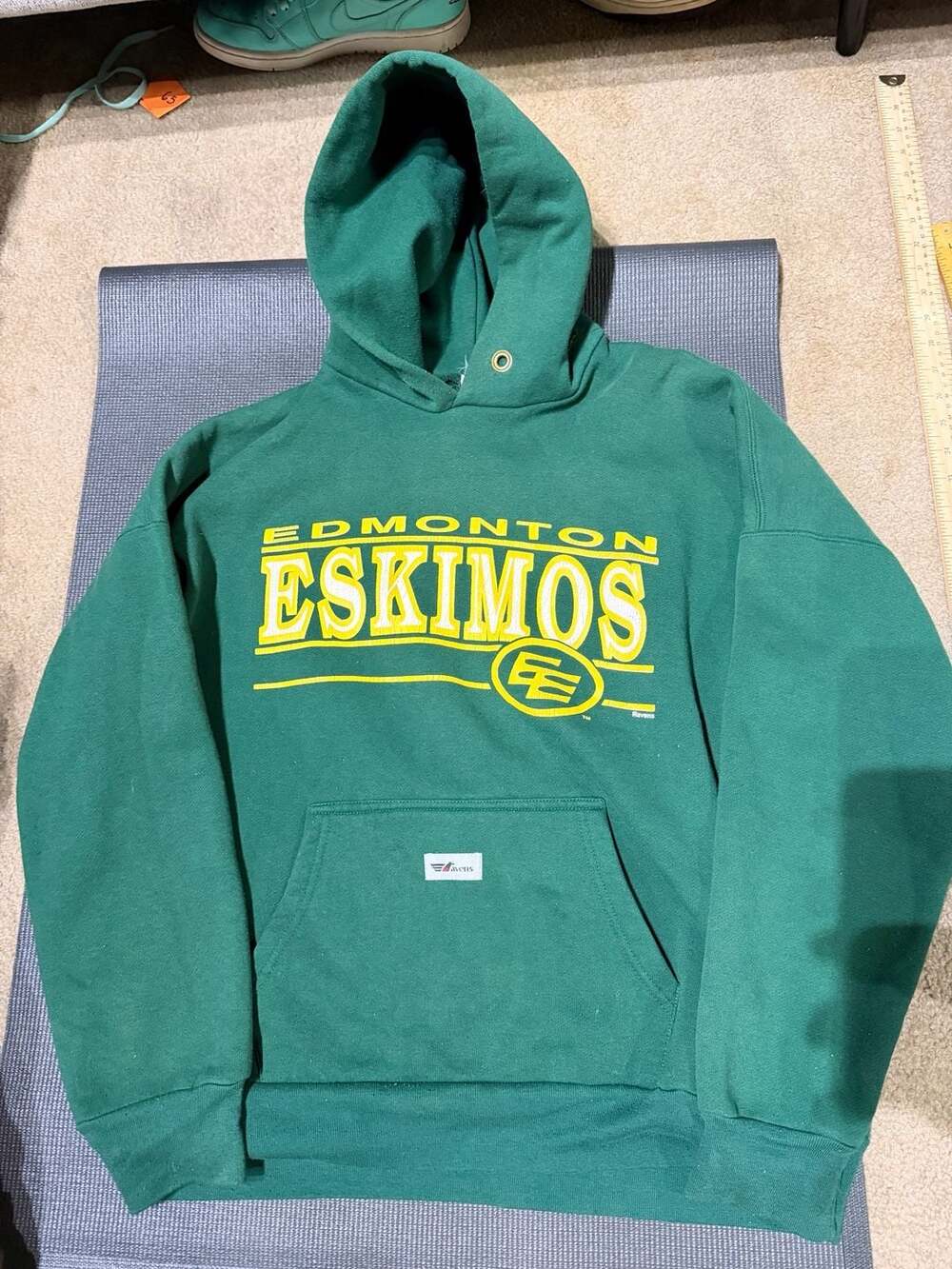Vintage Ravens Athletic Edmonton Eskimos CFL Green Pullover Hoodie Size L